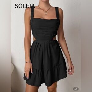 SHEIN Soleia Ruched Cut Out Ruffle Hem Cami Dress